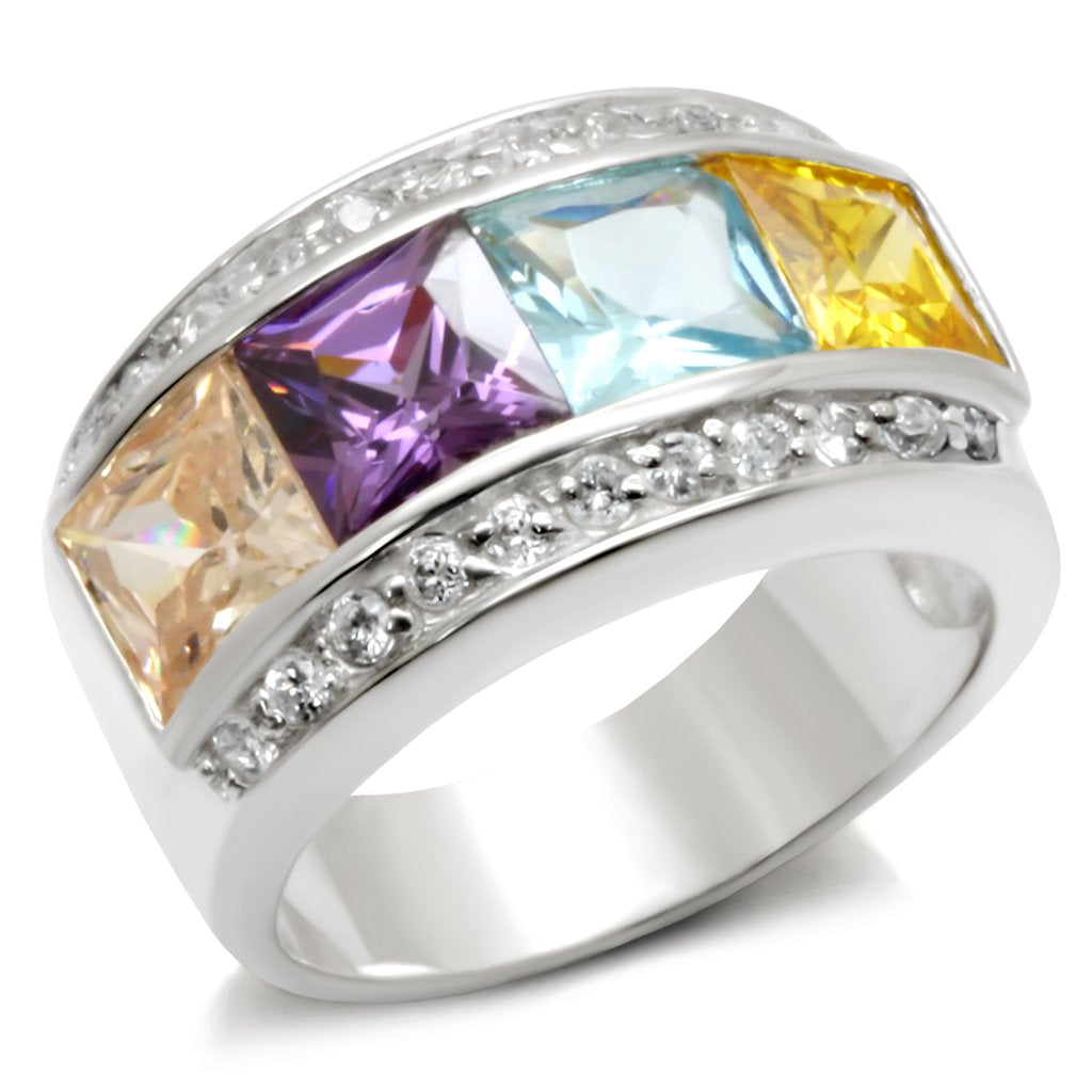 32919 - High-Polished 925 Sterling Silver Ring with AAA Grade CZ in