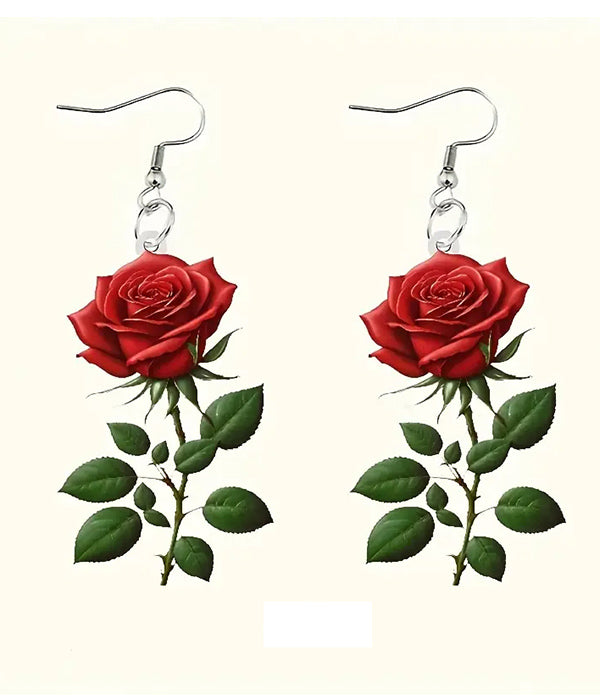 ACRYLIC FLOWER EARRING - ROSE