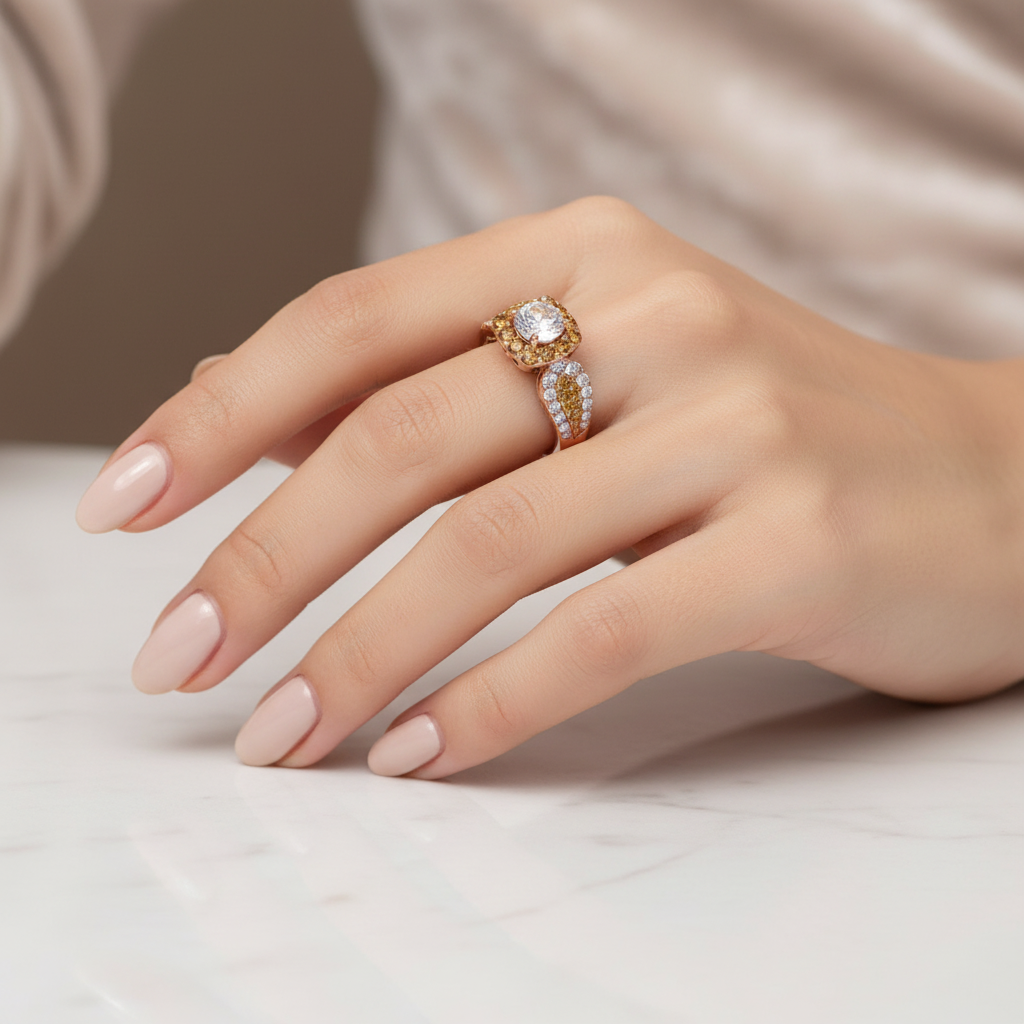 IP Rose Gold Ring on Hand