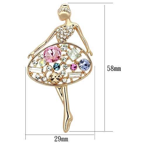 LO2818 - Flash Rose Gold White Metal Brooches with Top Grade Crystal