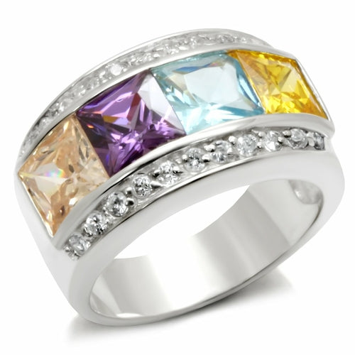 32919 - High-Polished 925 Sterling Silver Ring with AAA Grade CZ  in