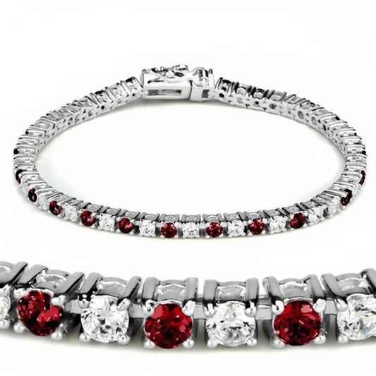 GARNET SILVER CRYSTAL BRACELET