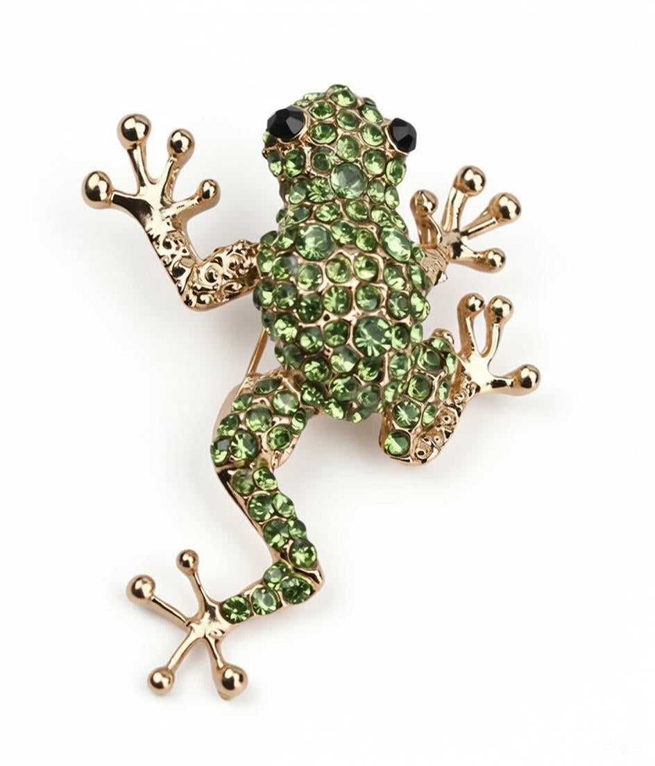 FROG CRYSTAL BROOCH