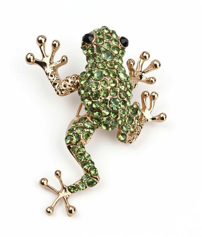 FROG CRYSTAL BROOCH