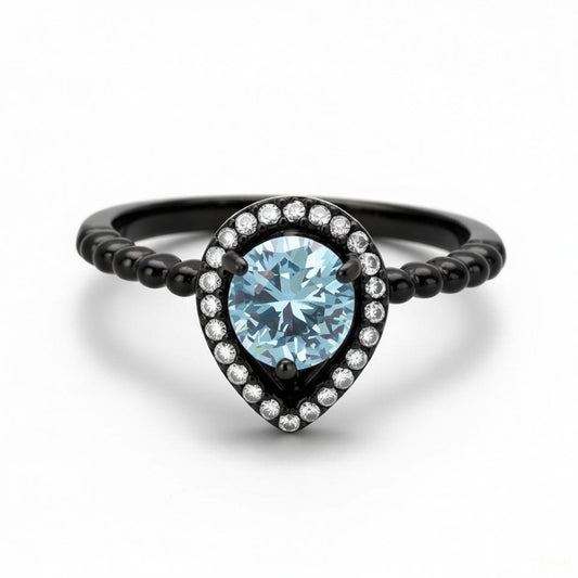 BLUE TEAR DROP RING