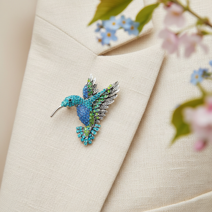 Blue Hummingbird Brooch Lifestyle Image
