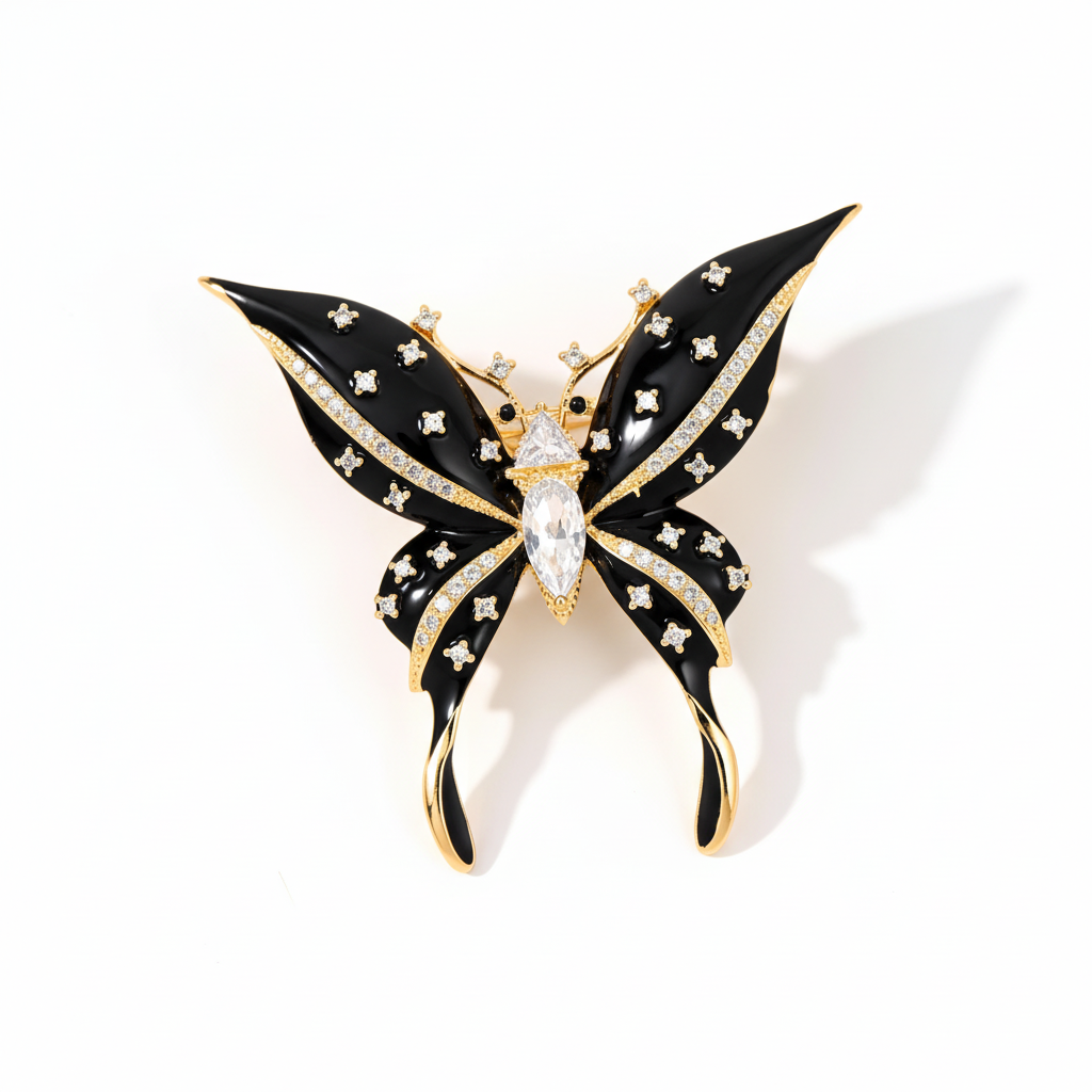 Butterfly Brooch on White Background