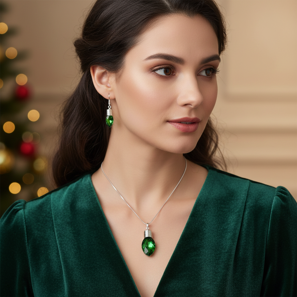 Crystal Christmas Light Jewelry Set Lifestyle Image