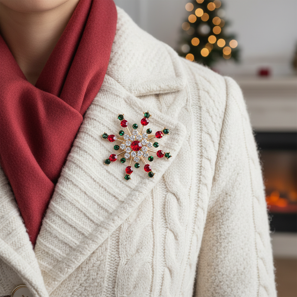 Crystal Snowflake Brooch Lifestyle Image