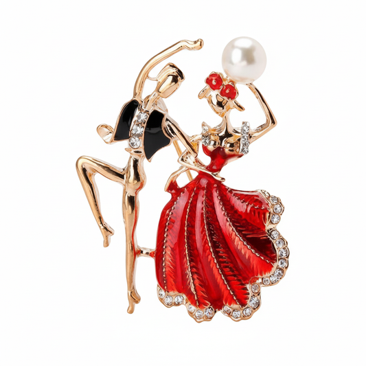 Dancing Couple Brooch - Pure White Background