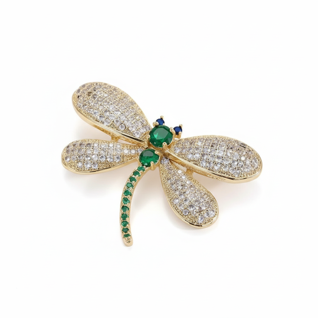 Dragonfly Brooch - Pure White Background