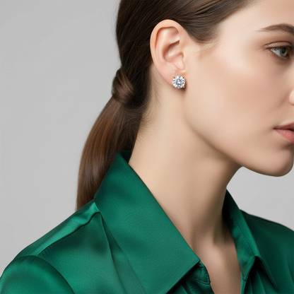 Gold Plated Crystal Stud Earrings Lifestyle Image