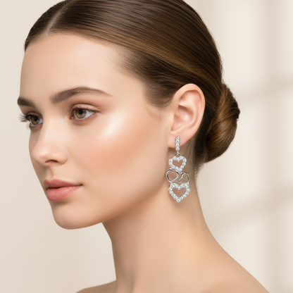 Heart Cascade Earrings Proportional