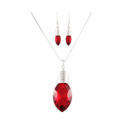 CHRISTMAS RED LIGHTS NECKLACE SET