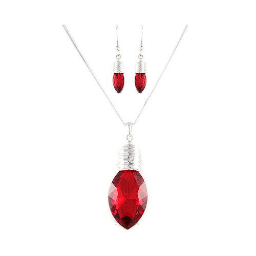 CHRISTMAS RED LIGHTS NECKLACE SET