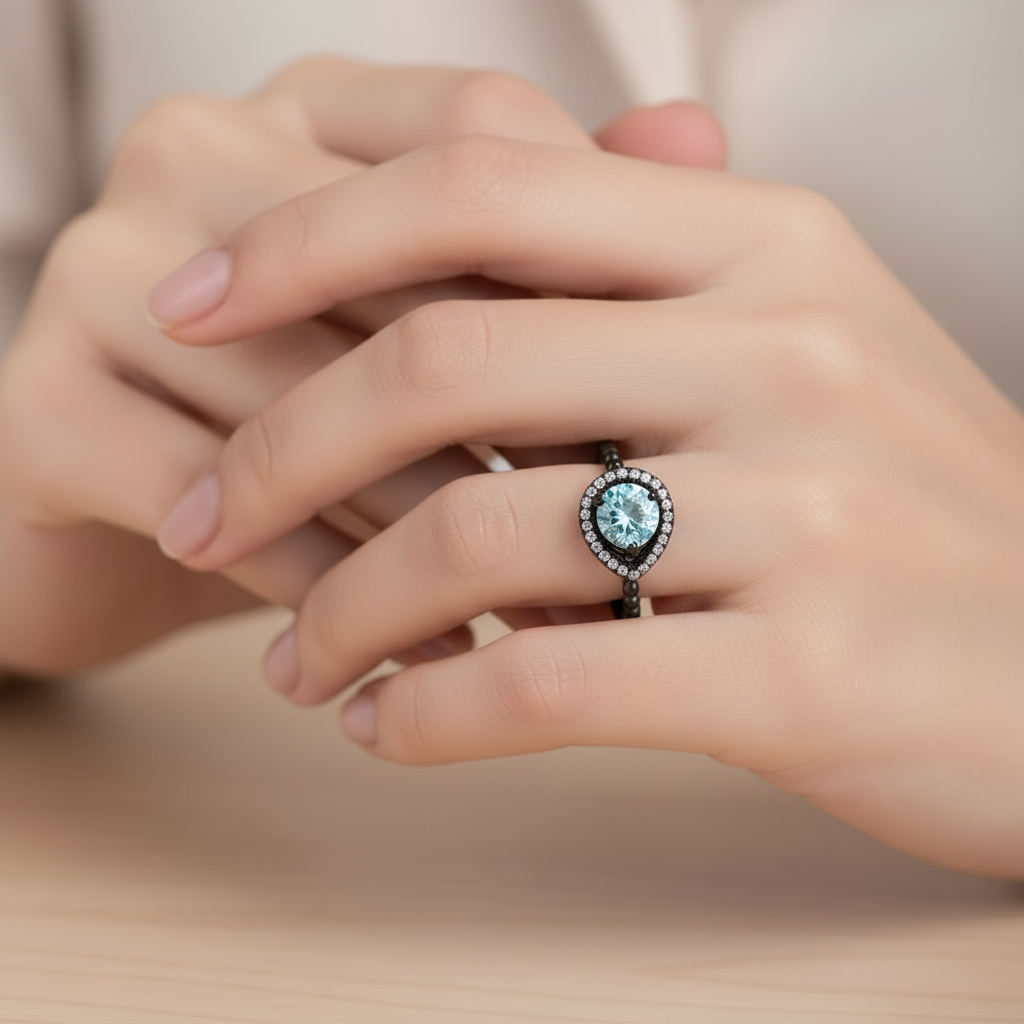 IP Black Stainless Steel Ring with AAA Grade CZ - Lifestyle