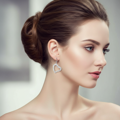 Lifestyle image with smaller heart earrings