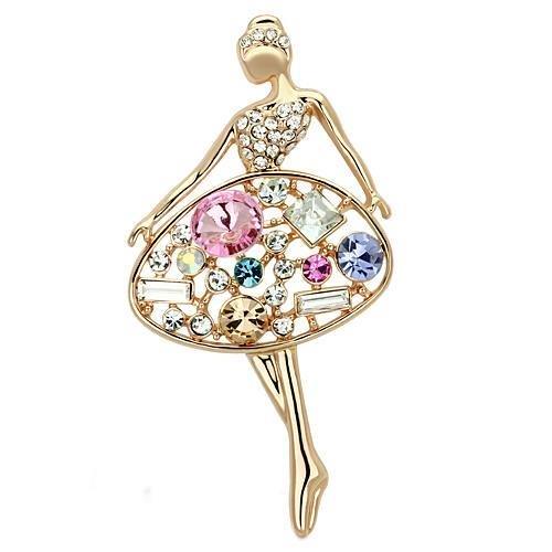 LO2818 - Flash Rose Gold White Metal Brooches with Top Grade Crystal