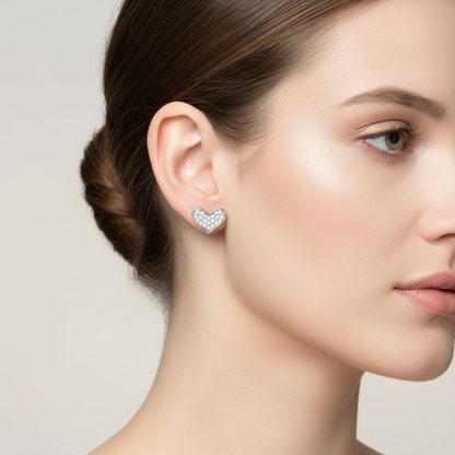 Rhodium Brass Heart Crystal Earrings Lifestyle