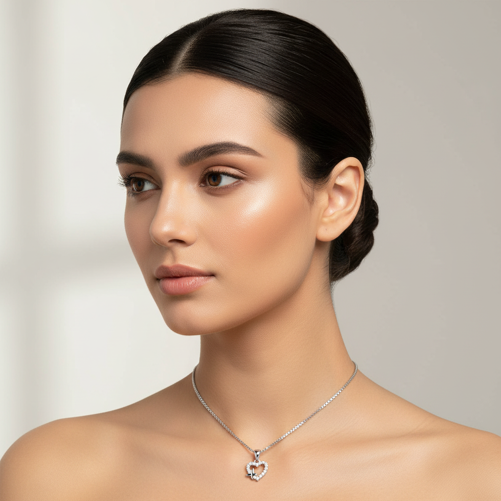 Rhodium Brass Heart Crystal Pendant Lifestyle