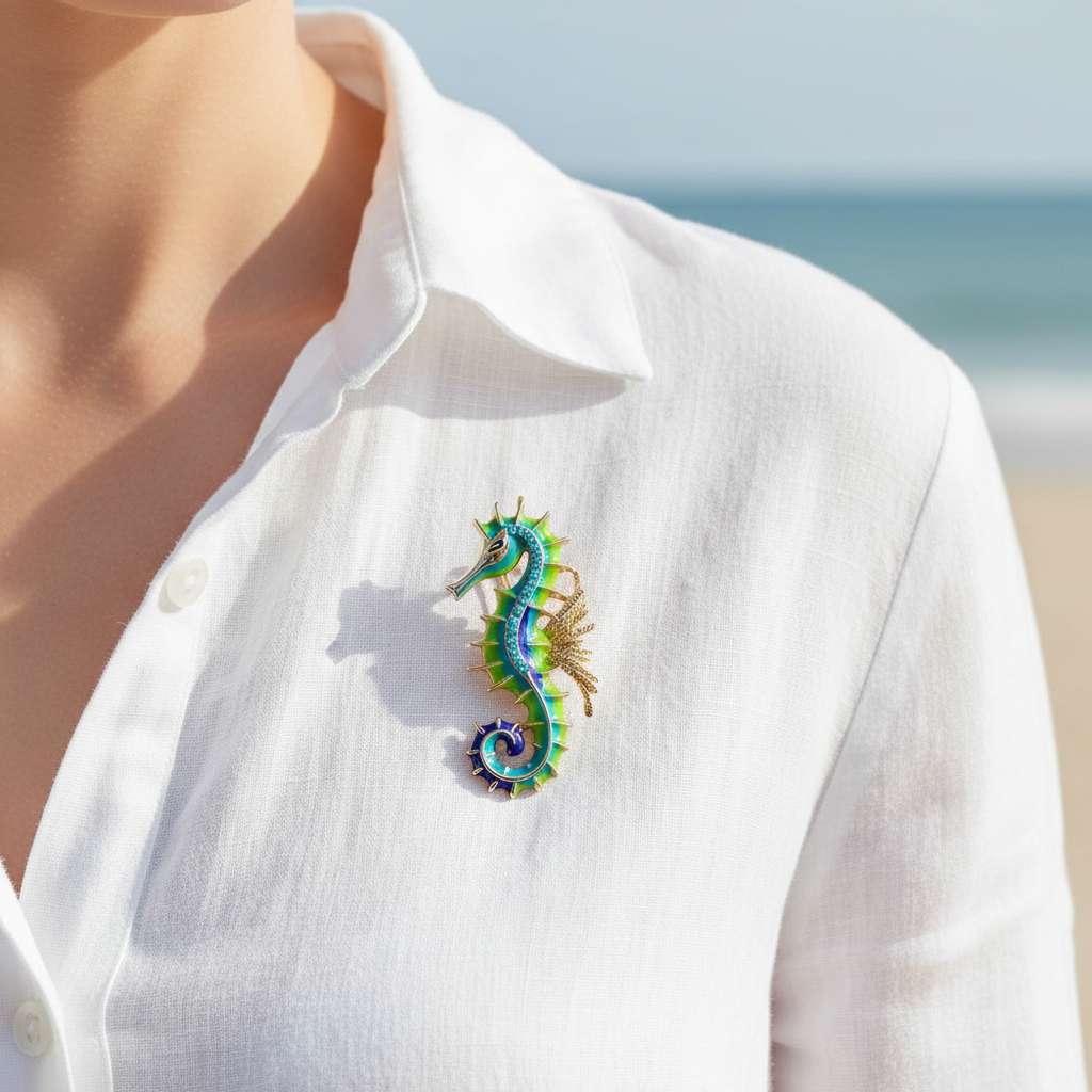 Seahorse Brooch Lifestyle