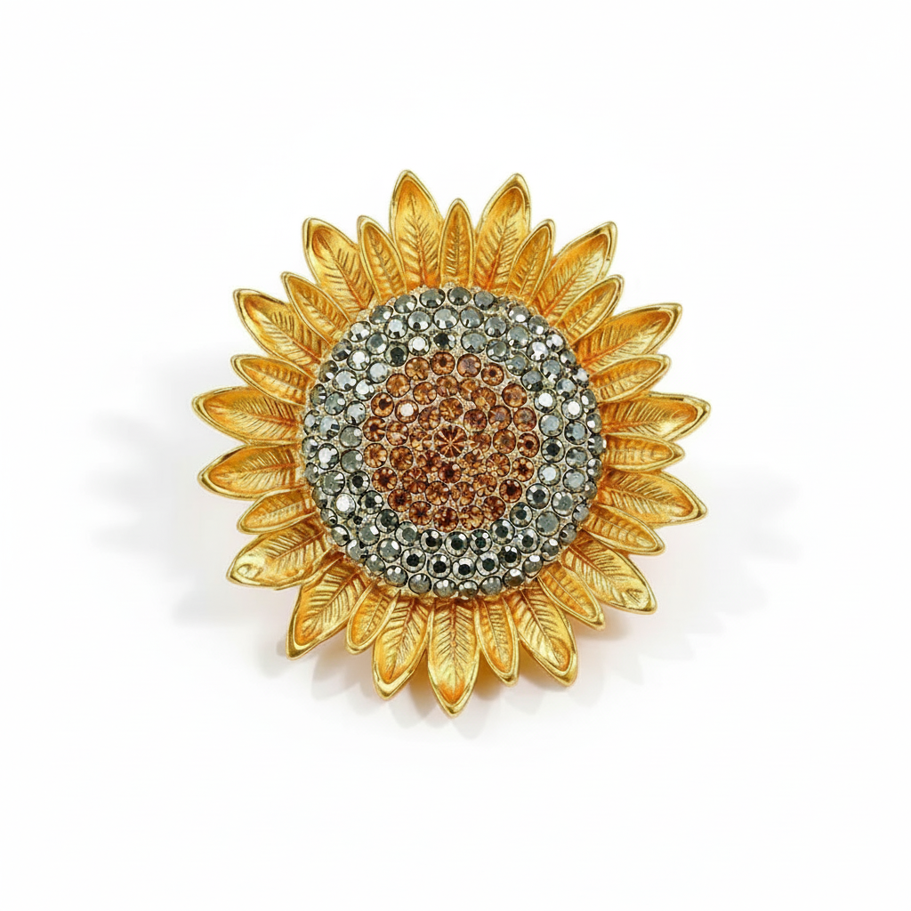 Sunflower Brooch - Pure White Background
